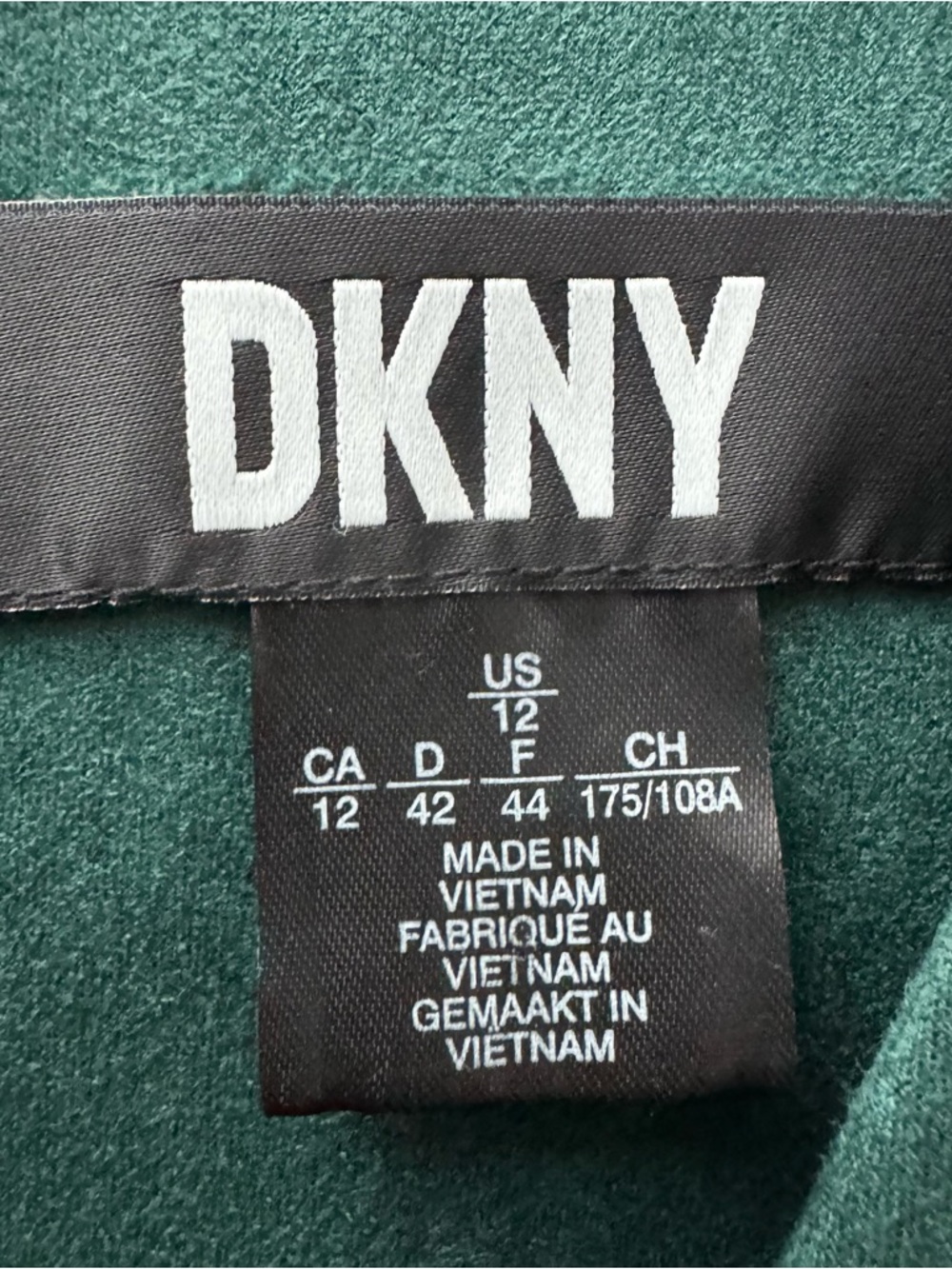 DKNY Emerald Green Sheath Dress Size 12 Puff Sleeve V Neck Career Chic - Picture 5 of 7
